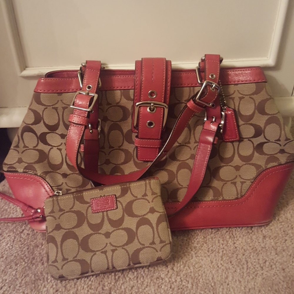 Authentic Coach Bag with Matching Wristlet